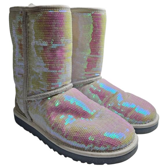 UGG Australia I Do! Bridal Iridescent Sparkles Classic Short Boots Size 8 - Picture 2 of 13